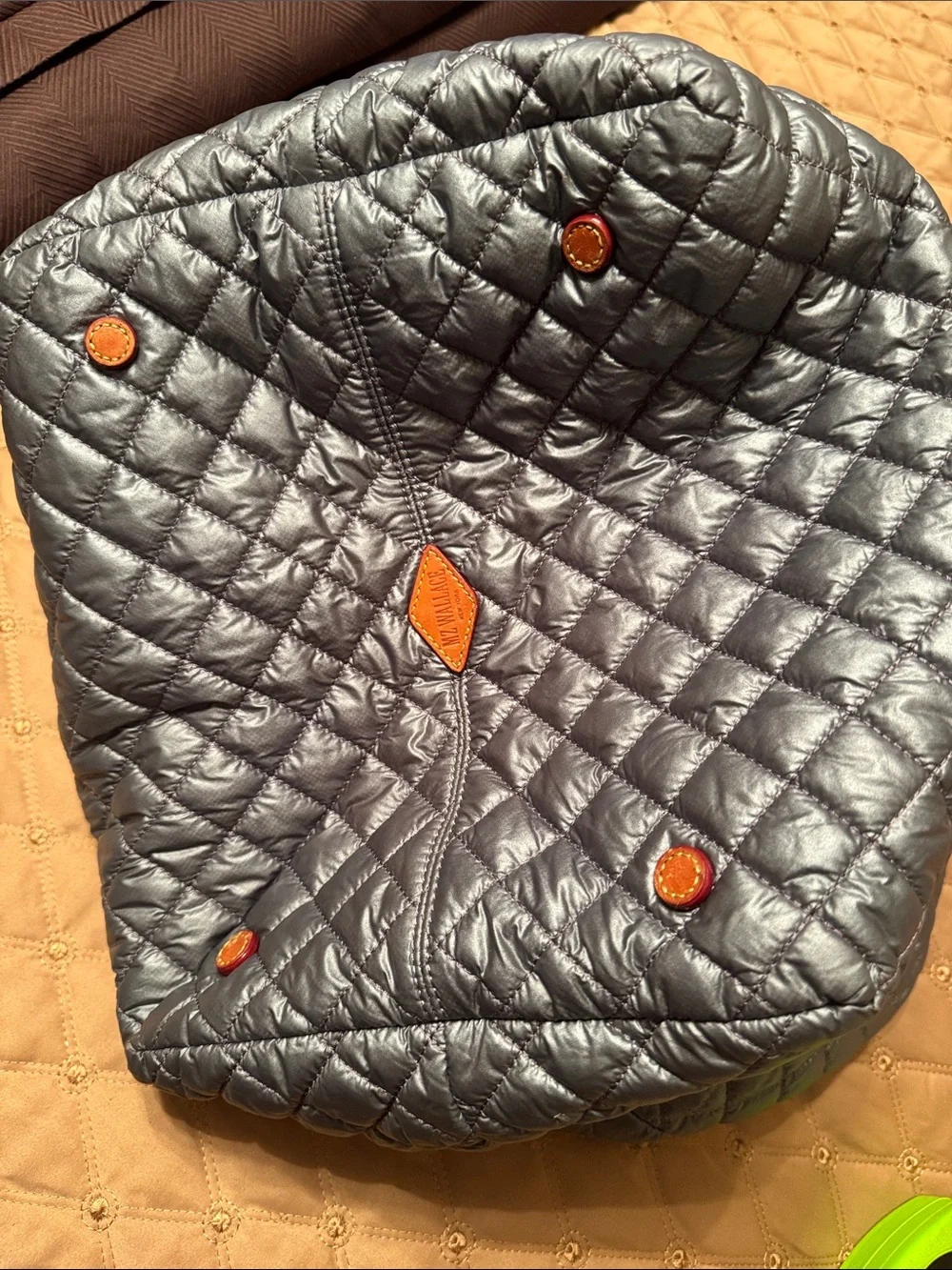 MZ Wallace Quilted Metallic Gray Tote